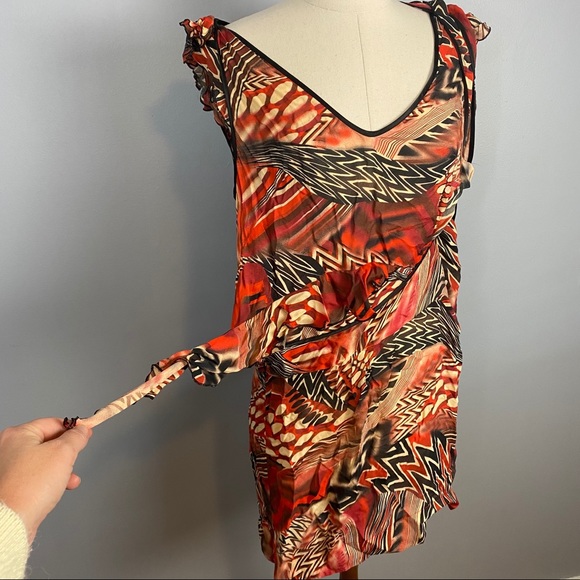 Cue Womens Size 12 Flared Dress Lettuce Hem - Picture 5 of 8